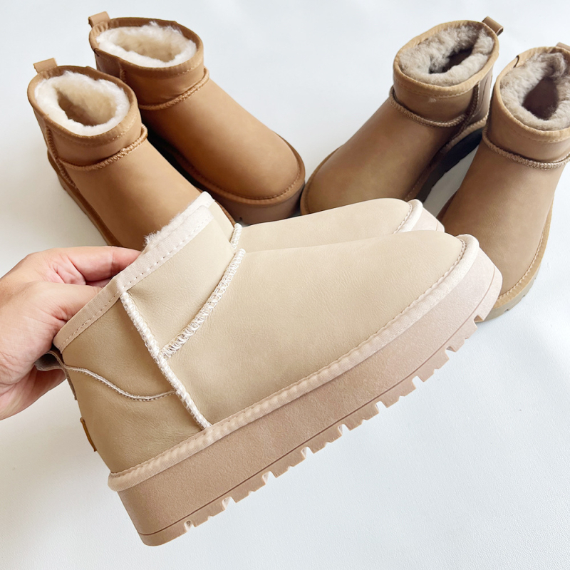 Ženske snježne čizme – vodootporne, protuklizne, gornji dio od teleće kože, vunena podstava, debela potplat