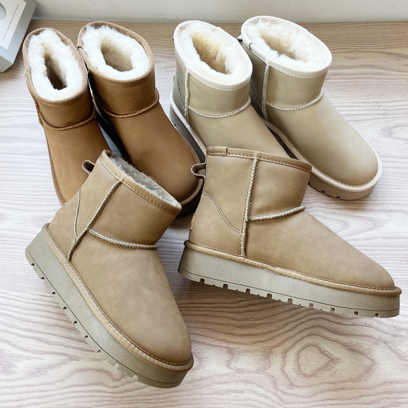 Ženske snježne čizme – vodootporne, protuklizne, gornji dio od teleće kože, vunena podstava, debela potplat