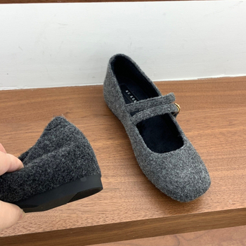 Naiste Mary Jane kingad karusnahaga vooderdusega, nubukpealne, klõpsuga kinnitamine, paks kanna, ümmargune varvas