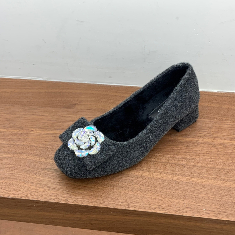 Naiste Mary Jane kingad karusnahaga vooderdusega, nubukpealne, klõpsuga kinnitamine, paks kanna, ümmargune varvas