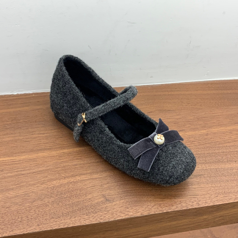 Naiste Mary Jane kingad karusnahaga vooderdusega, nubukpealne, klõpsuga kinnitamine, paks kanna, ümmargune varvas