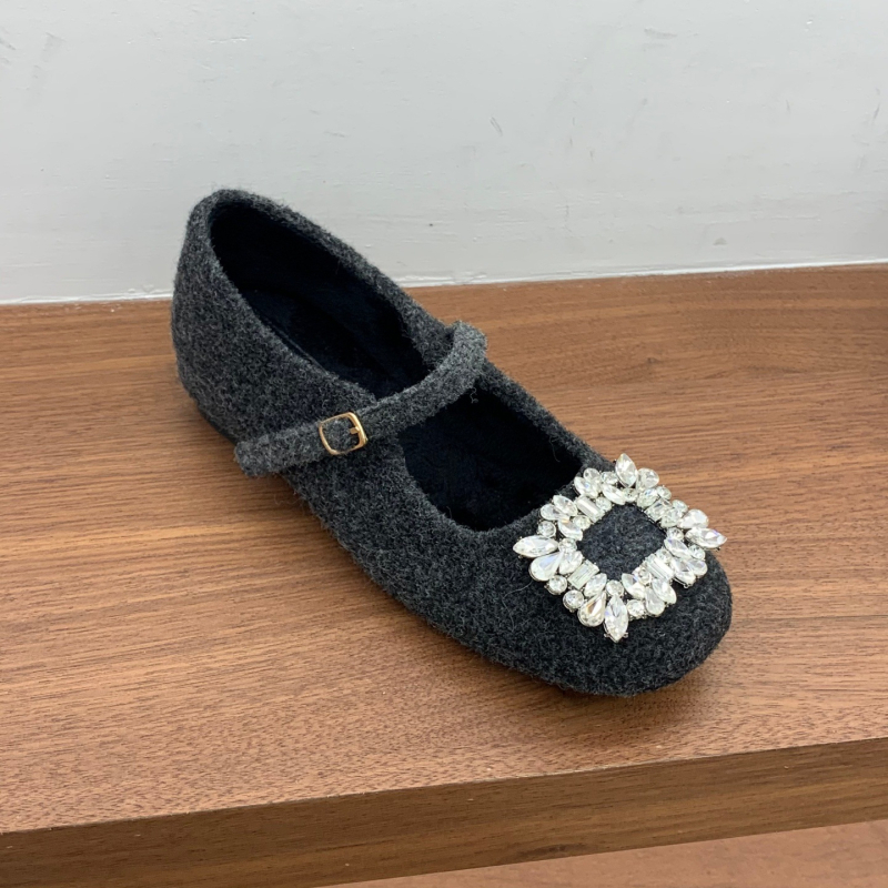 Naiste Mary Jane kingad karusnahaga vooderdusega, nubukpealne, klõpsuga kinnitamine, paks kanna, ümmargune varvas