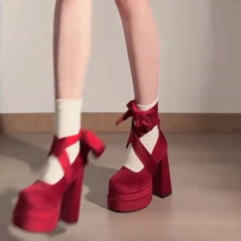 Naiste Mary Jane kingad ümmarguse ninaga, PU ülemine, eesmine rihm, paks kann >8 cm, kummitald