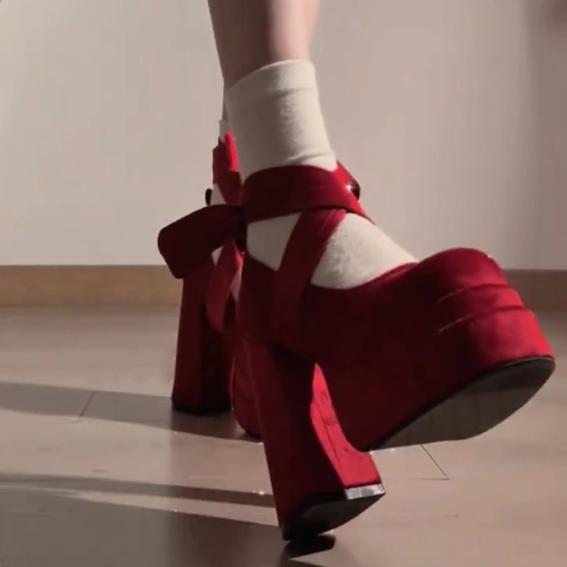 Naiste Mary Jane kingad ümmarguse ninaga, PU ülemine, eesmine rihm, paks kann >8 cm, kummitald