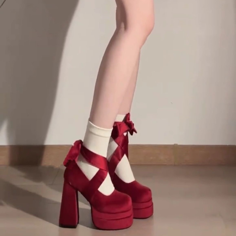 Naiste Mary Jane kingad ümmarguse ninaga, PU ülemine, eesmine rihm, paks kann >8 cm, kummitald