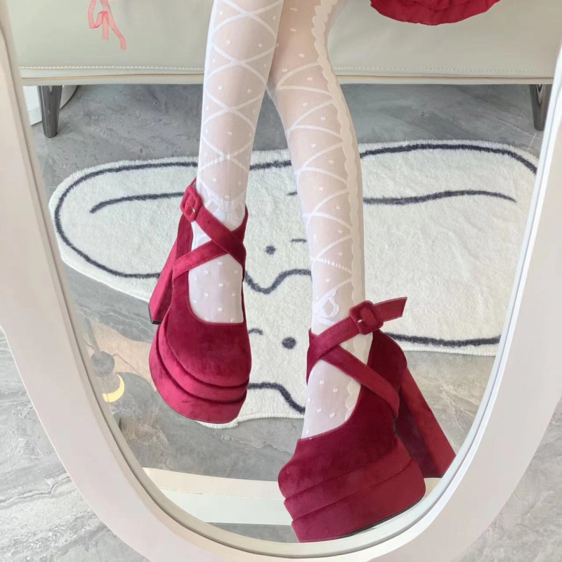 Naiste Mary Jane kingad ümmarguse ninaga, PU ülemine, eesmine rihm, paks kann >8 cm, kummitald