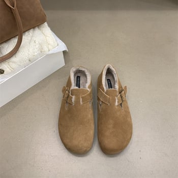 Doudou cipele s debelim potplatom od nubuk kože, pliš unutrašnjost, okrugli vrh, gumeni potplat, niski gležanj