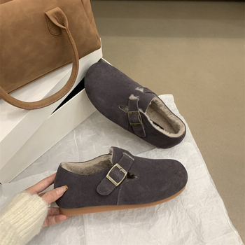 Doudou cipele s debelim potplatom od nubuk kože, pliš unutrašnjost, okrugli vrh, gumeni potplat, niski gležanj