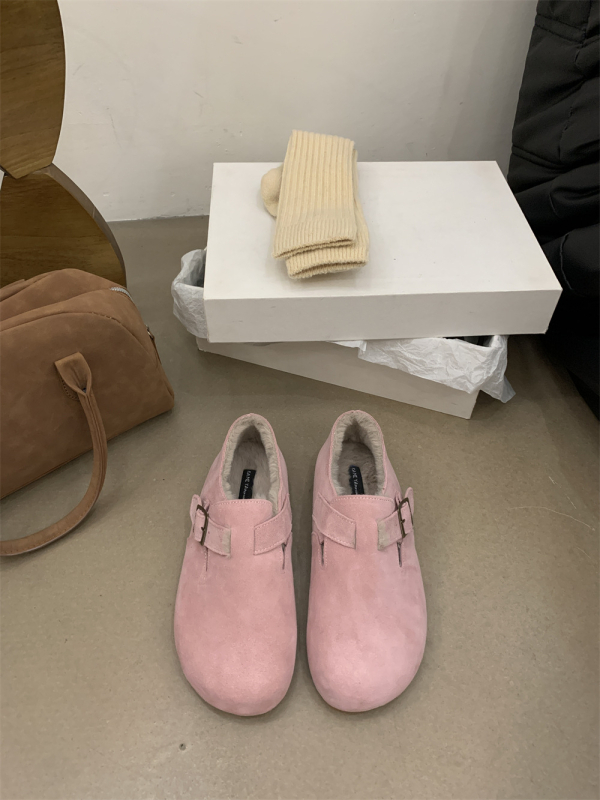 Doudou cipele s debelim potplatom od nubuk kože, pliš unutrašnjost, okrugli vrh, gumeni potplat, niski gležanj