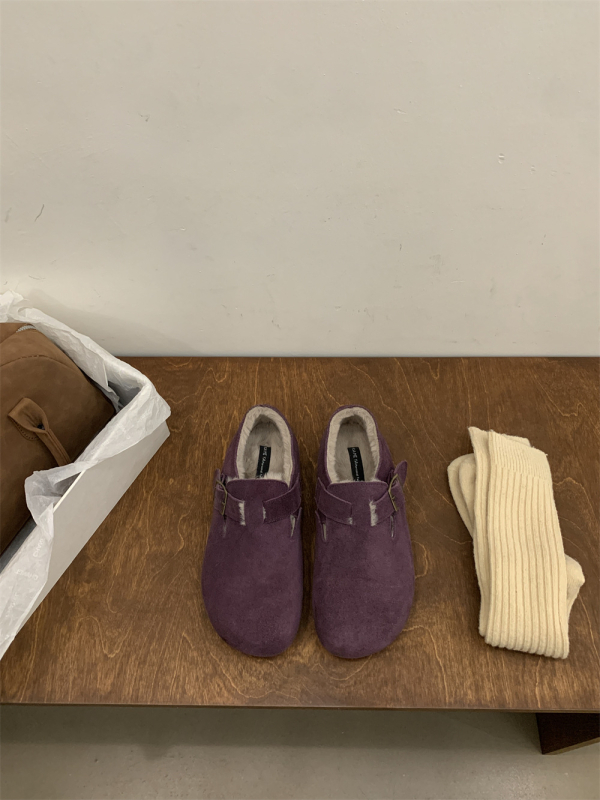 Doudou cipele s debelim potplatom od nubuk kože, pliš unutrašnjost, okrugli vrh, gumeni potplat, niski gležanj