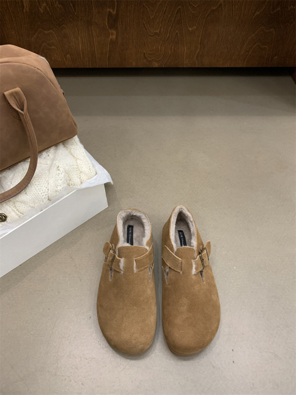 Doudou cipele s debelim potplatom od nubuk kože, pliš unutrašnjost, okrugli vrh, gumeni potplat, niski gležanj