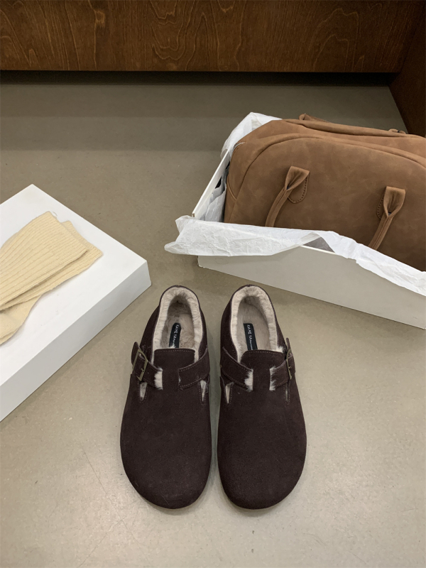 Doudou cipele s debelim potplatom od nubuk kože, pliš unutrašnjost, okrugli vrh, gumeni potplat, niski gležanj