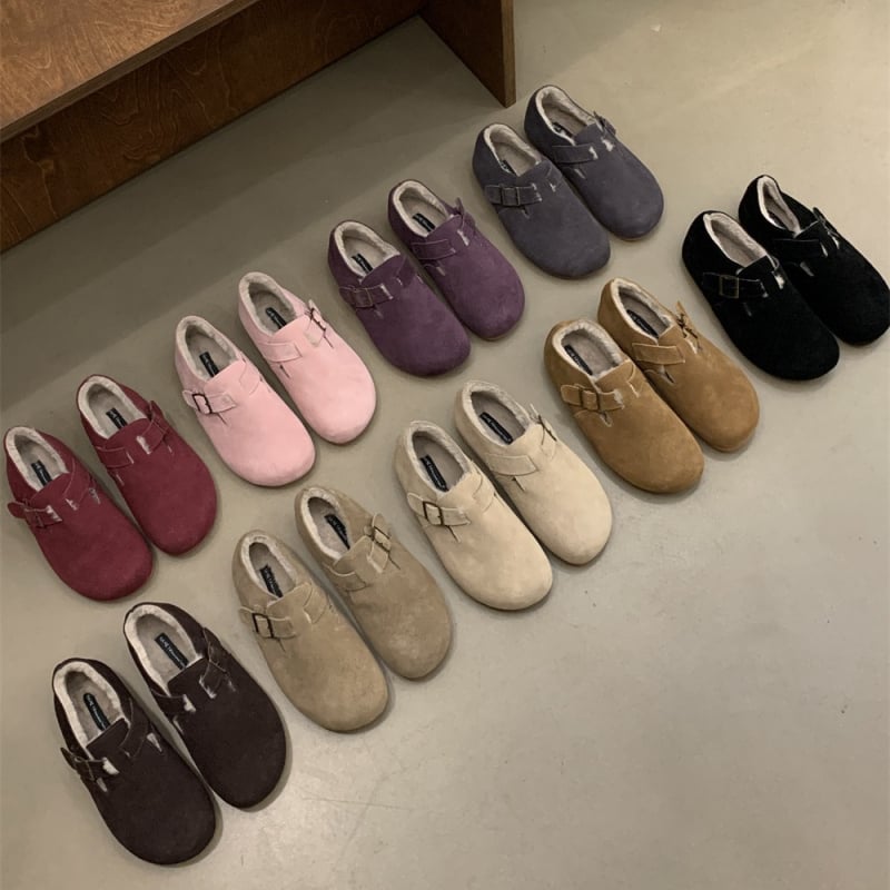 Doudou cipele s debelim potplatom od nubuk kože, pliš unutrašnjost, okrugli vrh, gumeni potplat, niski gležanj