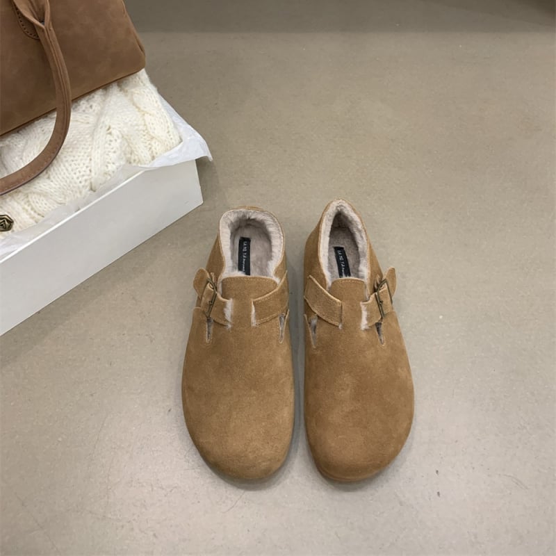 Doudou cipele s debelim potplatom od nubuk kože, pliš unutrašnjost, okrugli vrh, gumeni potplat, niski gležanj