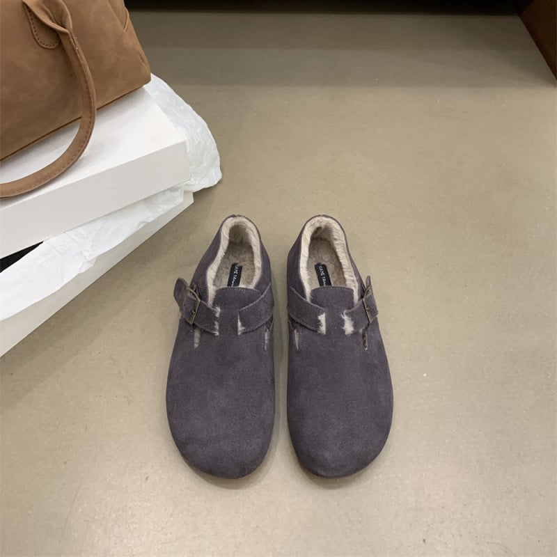 Doudou cipele s debelim potplatom od nubuk kože, pliš unutrašnjost, okrugli vrh, gumeni potplat, niski gležanj