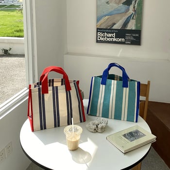 Kanvas tote kott, horisontaalne ruuduline kuju, avatud ülaosaga, sisemise telefoni tasku, kahe käepidemega