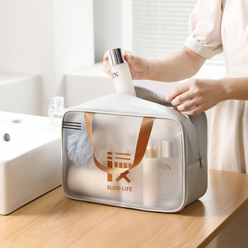 PVC прозрачна козметична чанта с голям капацитет, водоустойчива, аниме карикатура дизайн, урбанистичен стил