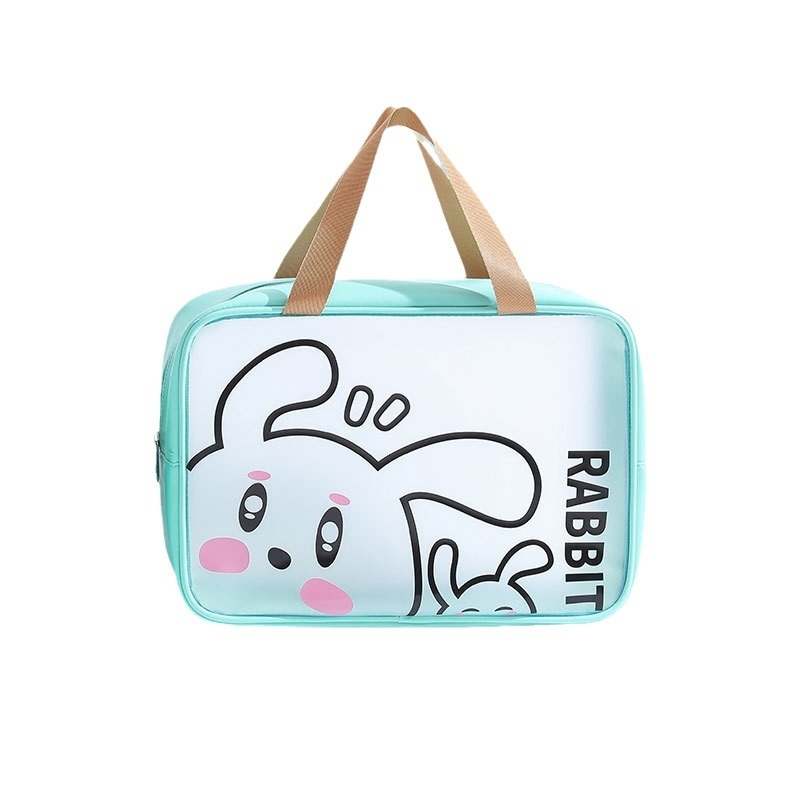 PVC прозрачна козметична чанта с голям капацитет, водоустойчива, аниме карикатура дизайн, урбанистичен стил