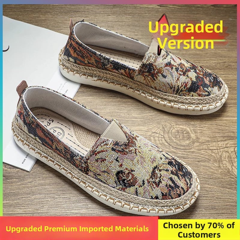 Meeste kanvas Slip-On jalanõud, hingavad, libisemiskindel talla, pealne kanvas, kummist talla, suvi
