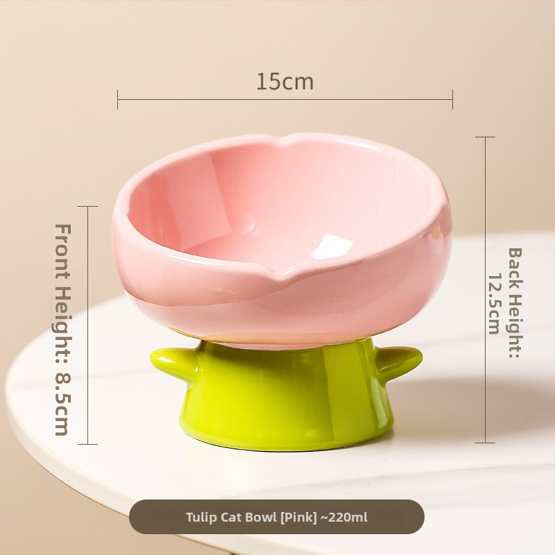 Κεραμικό μπολ για γάτες για φαγητό και νερό, με ανυψωμένη βάση για σταθερότητα και κεκλιμένο χείλος για άνεση — σετ 2 τεμάχια