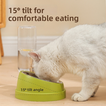 Σετ μπολ φαγητού γάτας με διπλά μπολ, πλαστικό + ανοξείδωτο ατσάλι, αυτόματη τροφοδοσία, εξοπλισμός κατοικίδιων