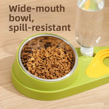 Σετ μπολ φαγητού γάτας με διπλά μπολ, πλαστικό + ανοξείδωτο ατσάλι, αυτόματη τροφοδοσία, εξοπλισμός κατοικίδιων