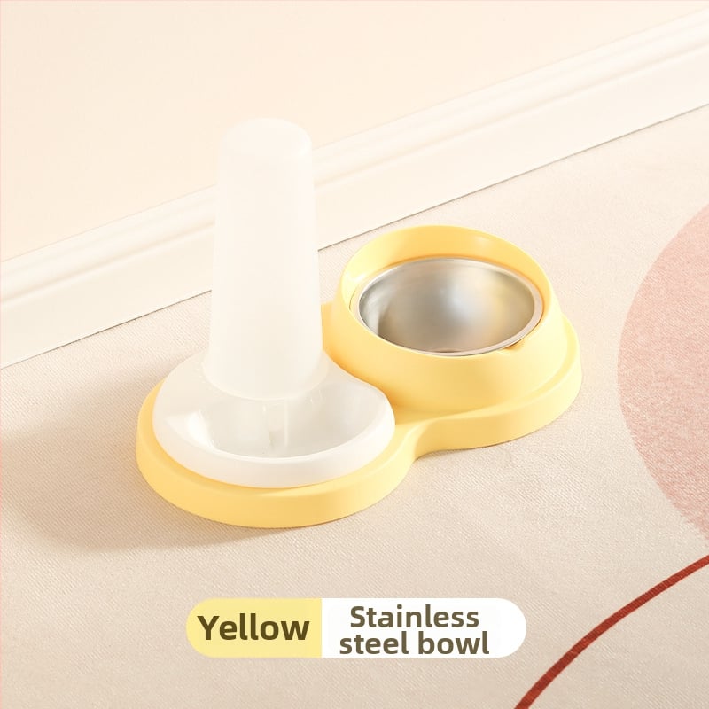 Σετ μπολ φαγητού γάτας με διπλά μπολ, πλαστικό + ανοξείδωτο ατσάλι, αυτόματη τροφοδοσία, εξοπλισμός κατοικίδιων