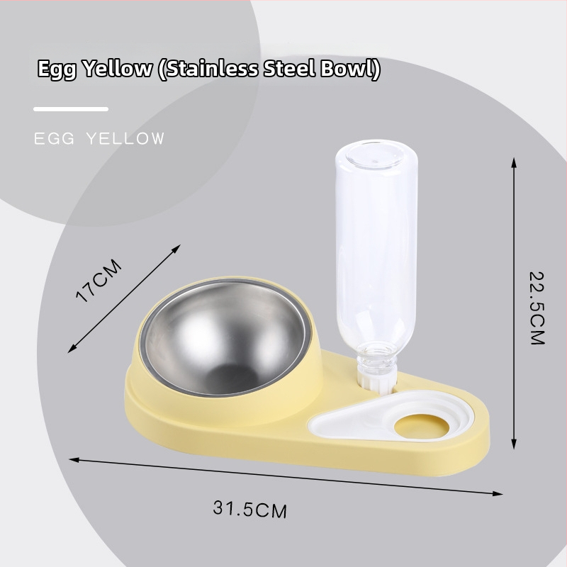 Σετ μπολ φαγητού γάτας με διπλά μπολ, πλαστικό + ανοξείδωτο ατσάλι, αυτόματη τροφοδοσία, εξοπλισμός κατοικίδιων