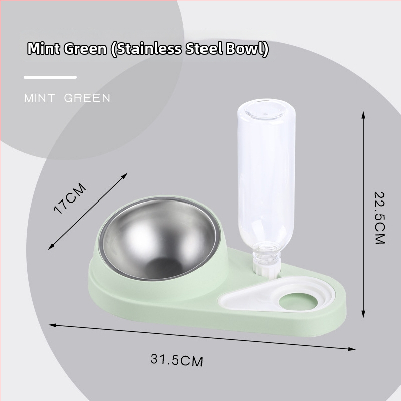 Σετ μπολ φαγητού γάτας με διπλά μπολ, πλαστικό + ανοξείδωτο ατσάλι, αυτόματη τροφοδοσία, εξοπλισμός κατοικίδιων