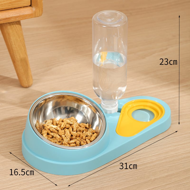 Σετ μπολ φαγητού γάτας με διπλά μπολ, πλαστικό + ανοξείδωτο ατσάλι, αυτόματη τροφοδοσία, εξοπλισμός κατοικίδιων