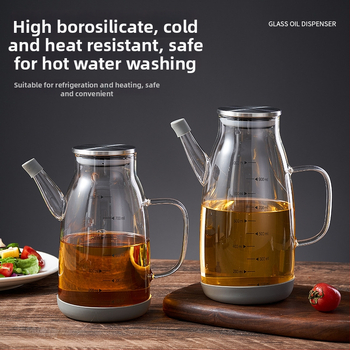 Aliejaus indas iš karščiui atsparaus borosilikatinio stiklo, nepralaidus virtuvės aliejaus buteliukas
