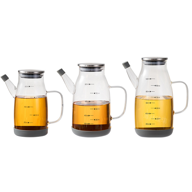 Aliejaus indas iš karščiui atsparaus borosilikatinio stiklo, nepralaidus virtuvės aliejaus buteliukas