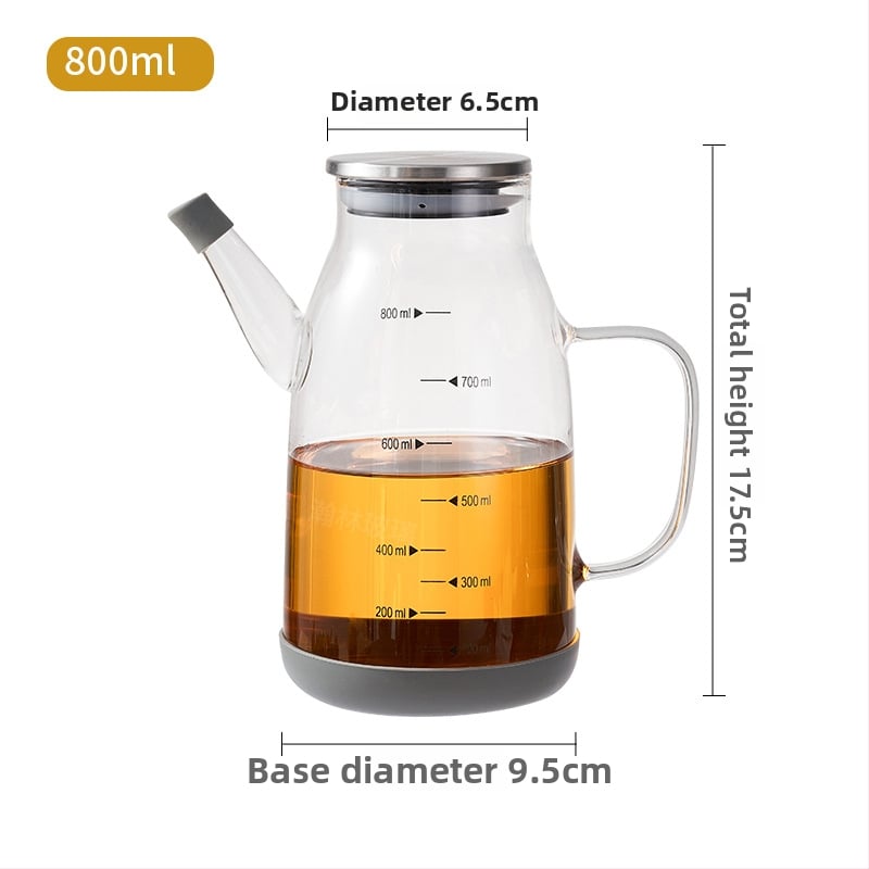 Aliejaus indas iš karščiui atsparaus borosilikatinio stiklo, nepralaidus virtuvės aliejaus buteliukas