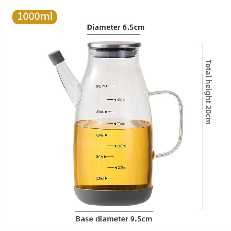 Aliejaus indas iš karščiui atsparaus borosilikatinio stiklo, nepralaidus virtuvės aliejaus buteliukas