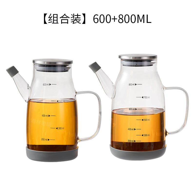 Aliejaus indas iš karščiui atsparaus borosilikatinio stiklo, nepralaidus virtuvės aliejaus buteliukas