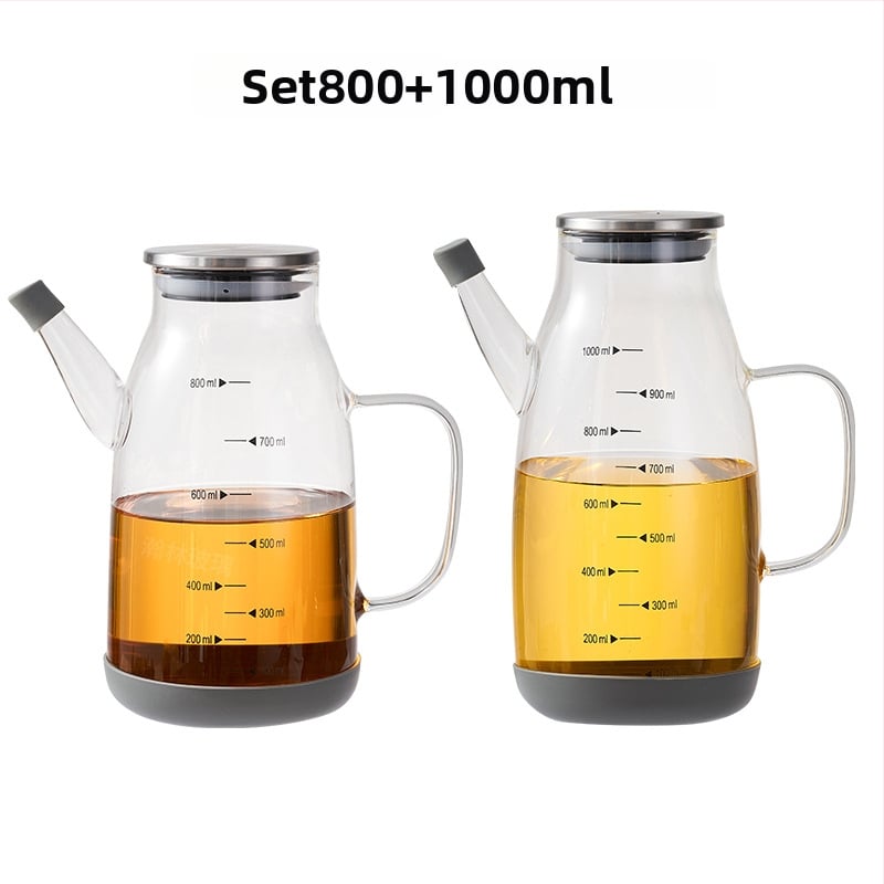 Aliejaus indas iš karščiui atsparaus borosilikatinio stiklo, nepralaidus virtuvės aliejaus buteliukas