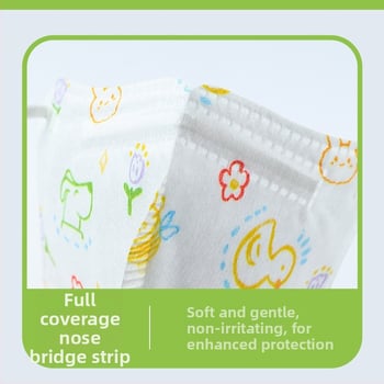 Bērnu medicīniskā ķirurģiskā maska, 3D dizains, materiāls: neausts audums + meltblown, vienreizējai lietošanai, iepakojums 30 gab., karikatūru stils