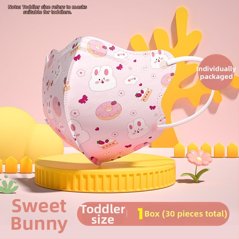 Bērnu medicīniskā ķirurģiskā maska, 3D dizains, materiāls: neausts audums + meltblown, vienreizējai lietošanai, iepakojums 30 gab., karikatūru stils