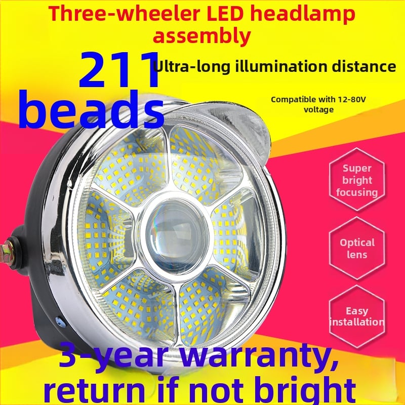 Elektriline kolmerattaline eesmine tuli – väga ere LED-lamp, ees, ühilduv 12V/48V/60V