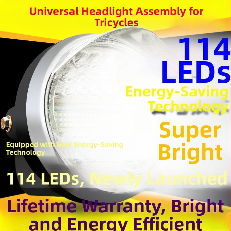 Elektriline kolmerattaline eesmine tuli – väga ere LED-lamp, ees, ühilduv 12V/48V/60V