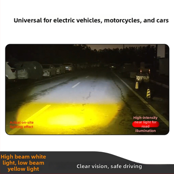 LED priekinis žibintas elektriniam transporto priemonei su išoriniu lęšiu, 22W, 2500lm, 12-80V, aviacinio aliuminio korpusas