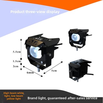 LED priekinis žibintas elektriniam transporto priemonei su išoriniu lęšiu, 22W, 2500lm, 12-80V, aviacinio aliuminio korpusas