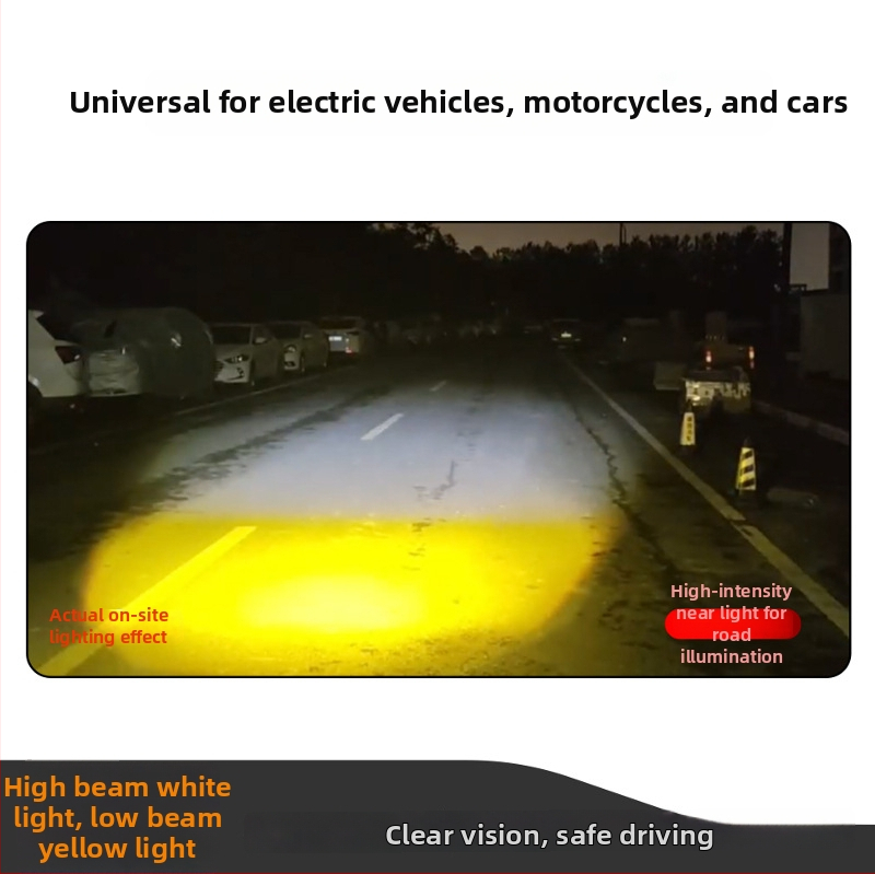 LED priekinis žibintas elektriniam transporto priemonei su išoriniu lęšiu, 22W, 2500lm, 12-80V, aviacinio aliuminio korpusas