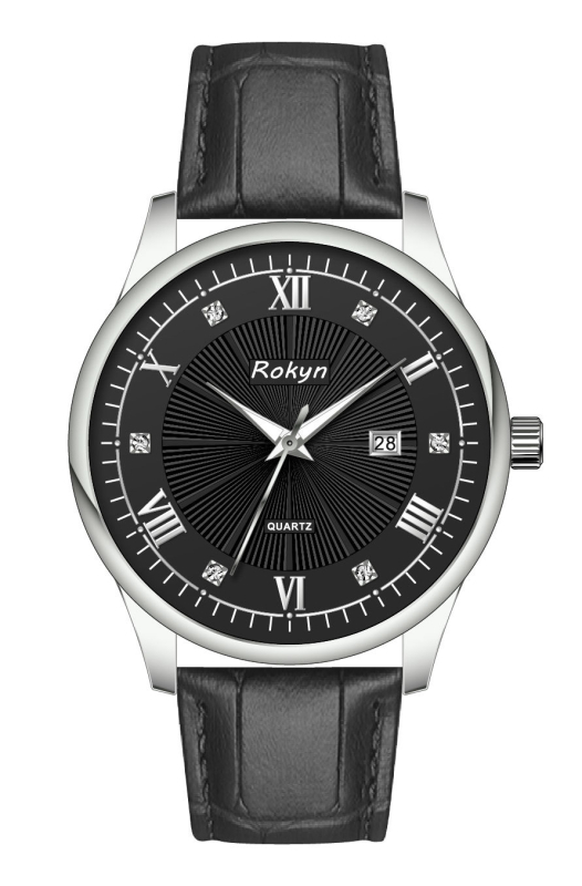 Rokyn R7005P Férfi ultrakönnyű kvarc karóra, valódi bőrszíj, 30 m vízálló, lumineszkáló naptár, analóg kijelző