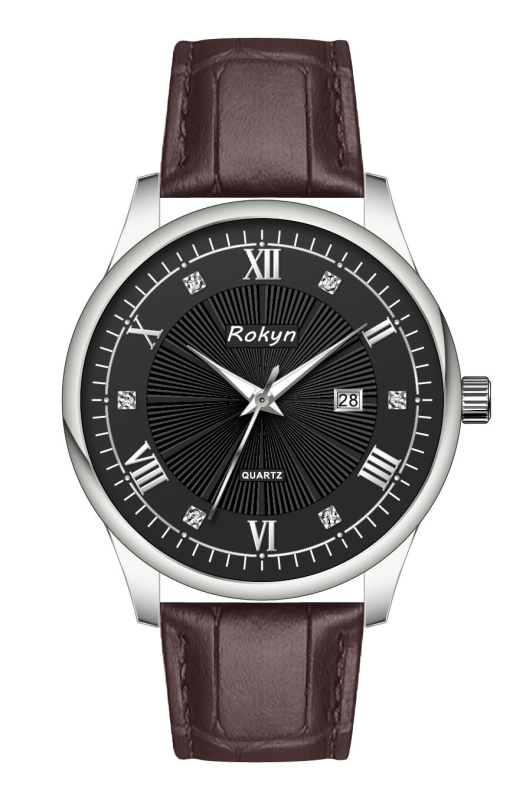Rokyn R7005P Férfi ultrakönnyű kvarc karóra, valódi bőrszíj, 30 m vízálló, lumineszkáló naptár, analóg kijelző