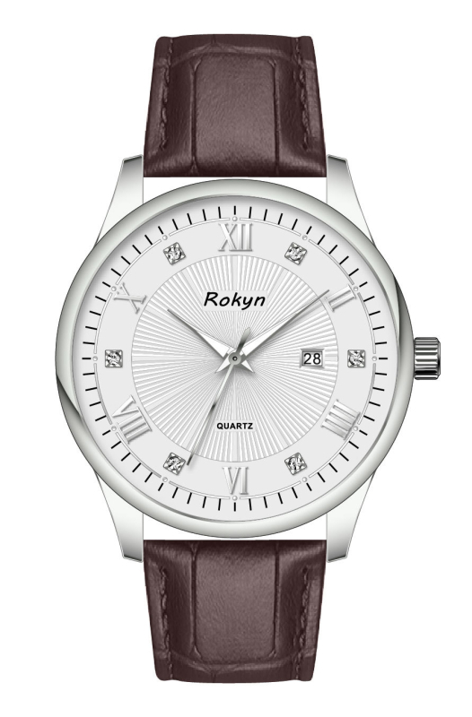 Rokyn R7005P Férfi ultrakönnyű kvarc karóra, valódi bőrszíj, 30 m vízálló, lumineszkáló naptár, analóg kijelző