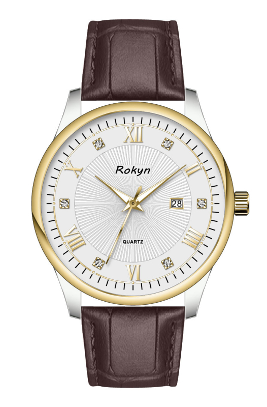 Rokyn R7005P Férfi ultrakönnyű kvarc karóra, valódi bőrszíj, 30 m vízálló, lumineszkáló naptár, analóg kijelző