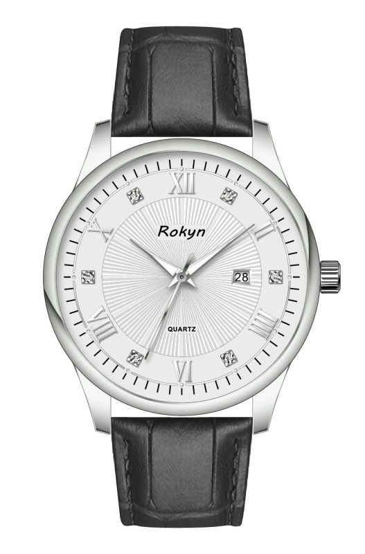 Rokyn R7005P Férfi ultrakönnyű kvarc karóra, valódi bőrszíj, 30 m vízálló, lumineszkáló naptár, analóg kijelző