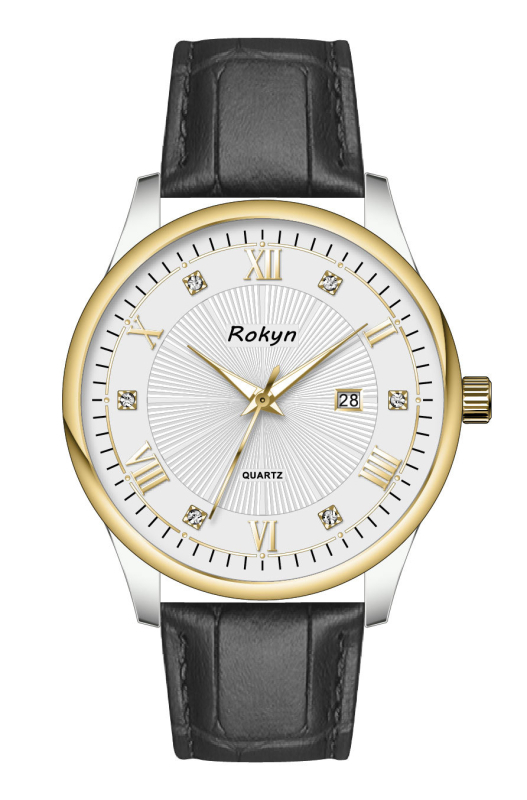 Rokyn R7005P Férfi ultrakönnyű kvarc karóra, valódi bőrszíj, 30 m vízálló, lumineszkáló naptár, analóg kijelző