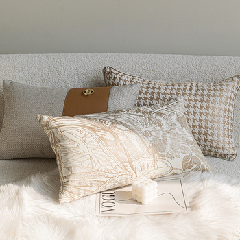 Lumbalna jastučnica u stilu modernog antik stila, jacquard tkano boje bež, pravokutna jastučnica za kauč